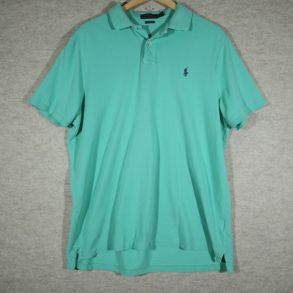 Polo Ralph Lauren Mens Large Mint Green Classic Fit Short Sleeve Pique Polo